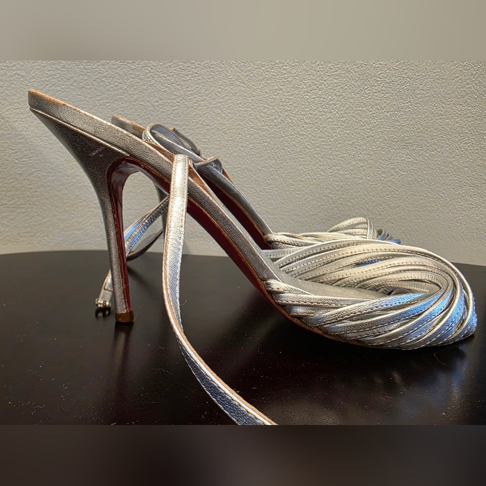 Christian Louboutin Silver Strappy Heels - Picture 14 of 16